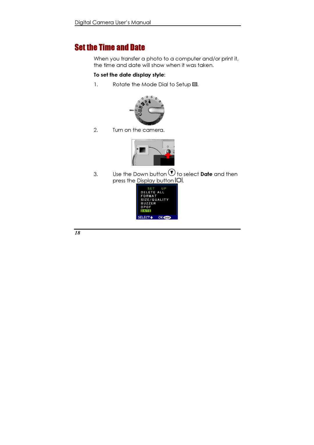 Ulead 020810 manual Set the Time and Date, To set the date display style 