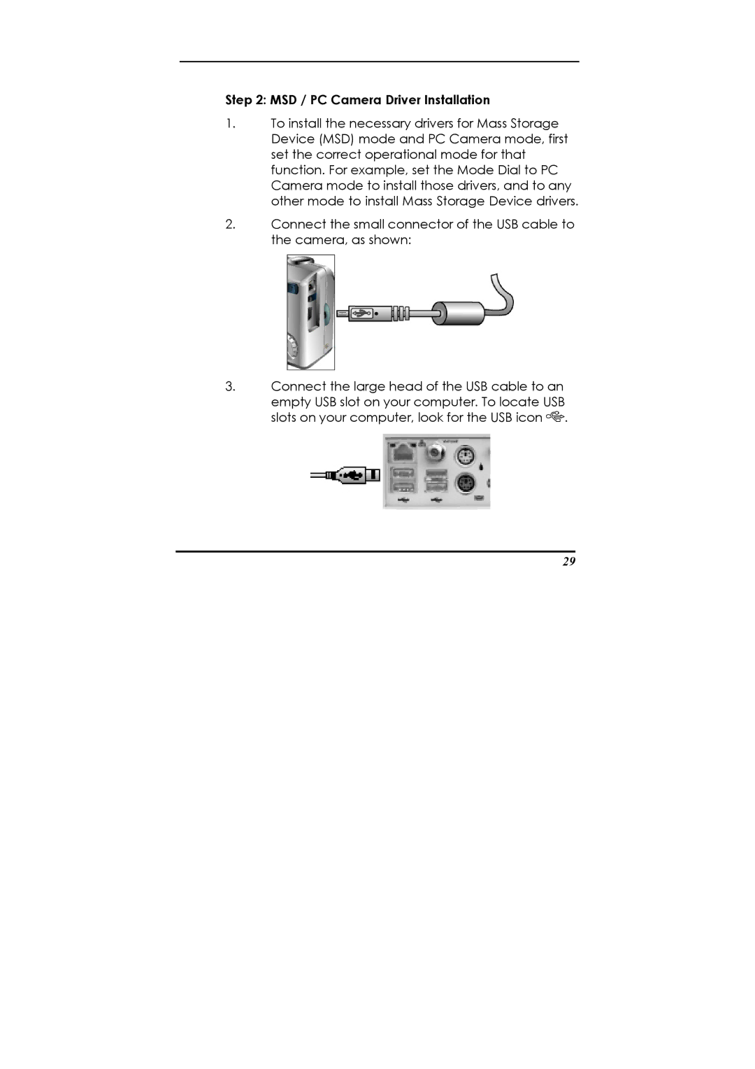 Ulead 020810 manual MSD / PC Camera Driver Installation 