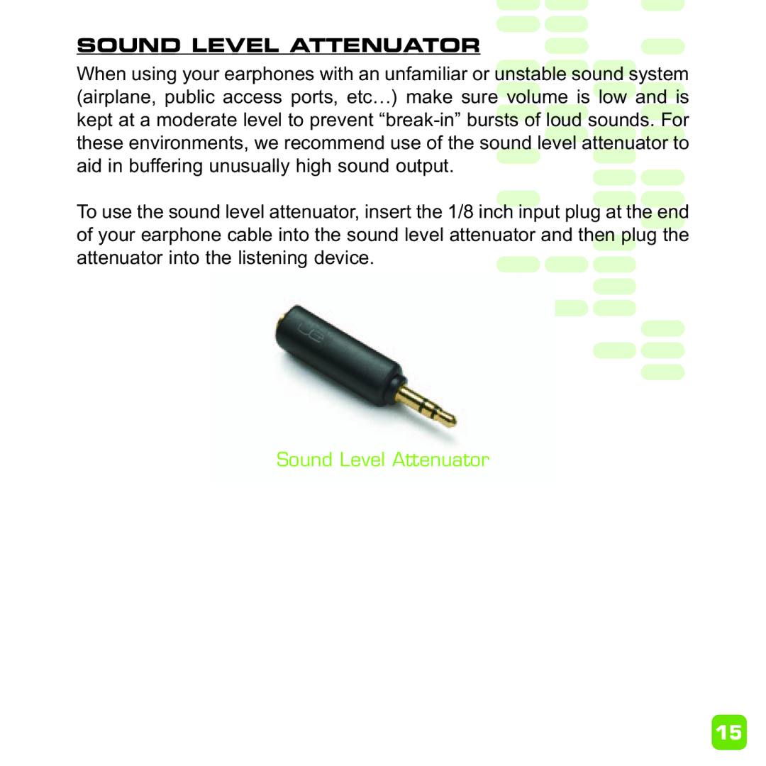 Ultimate Ears Earphone manual Sound Level Attenuator 