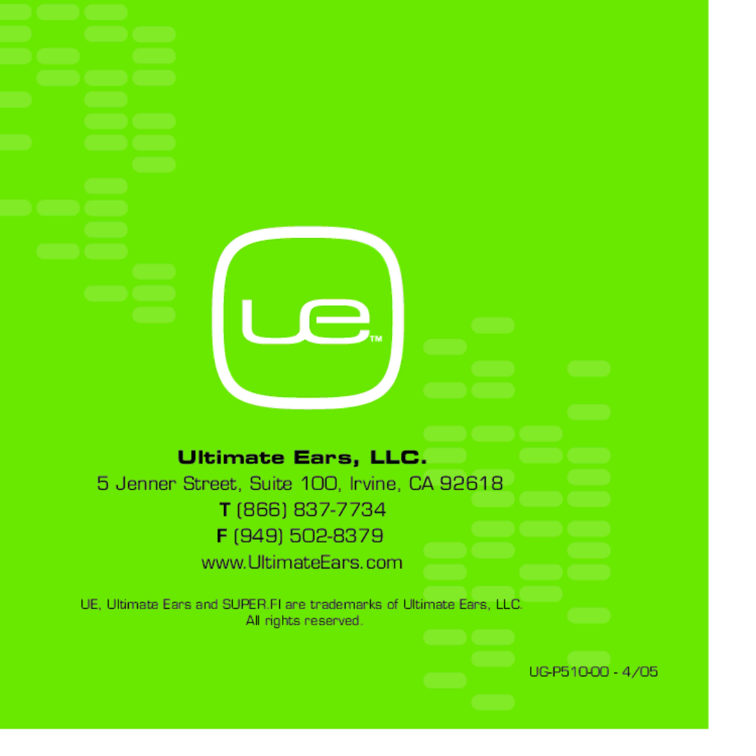 Ultimate Ears Earphone manual Ultimate Ears, LLC 