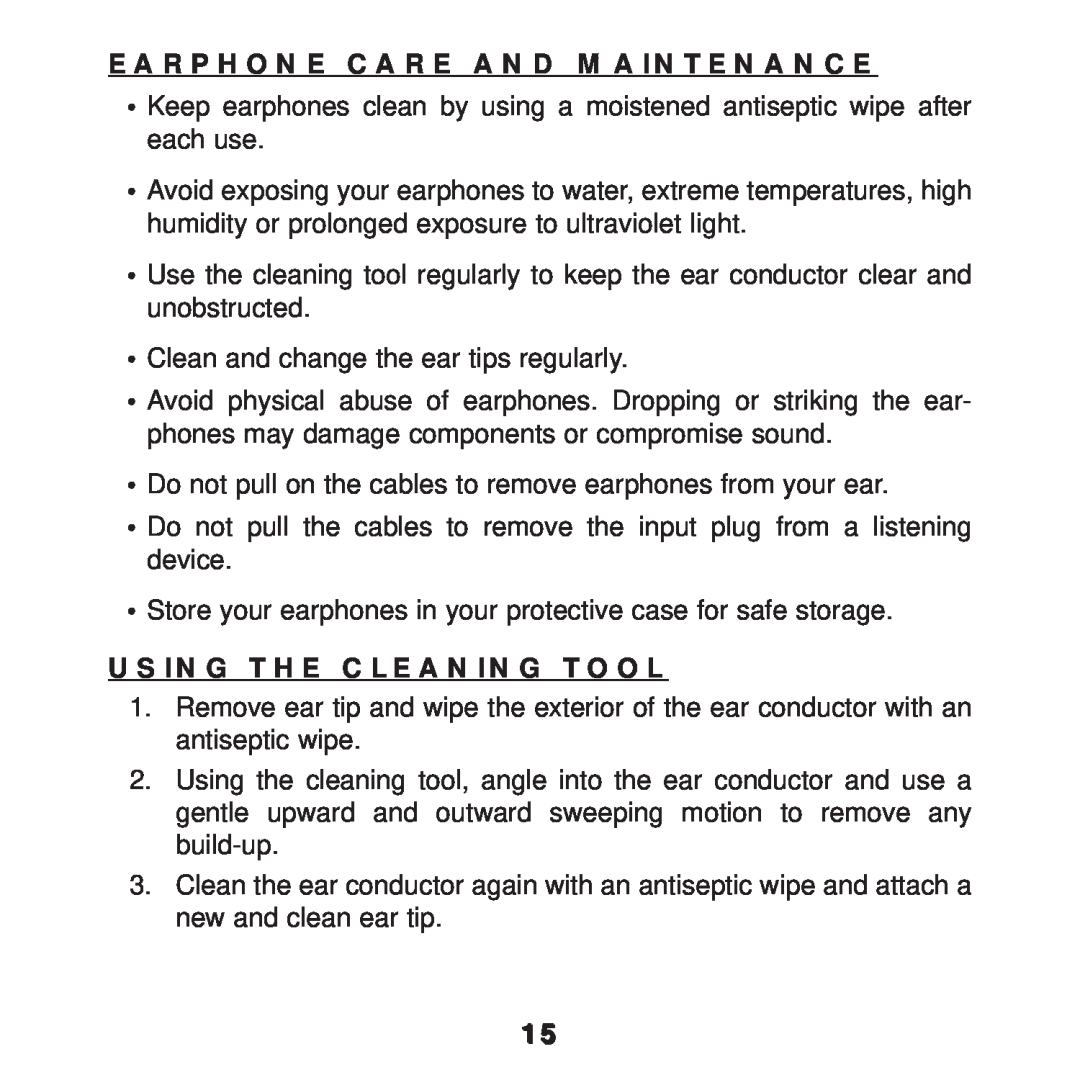 Ultimate Ears F1 19 PRO manual Earphone Care And Maintenance, Using The Cleaning Tool 