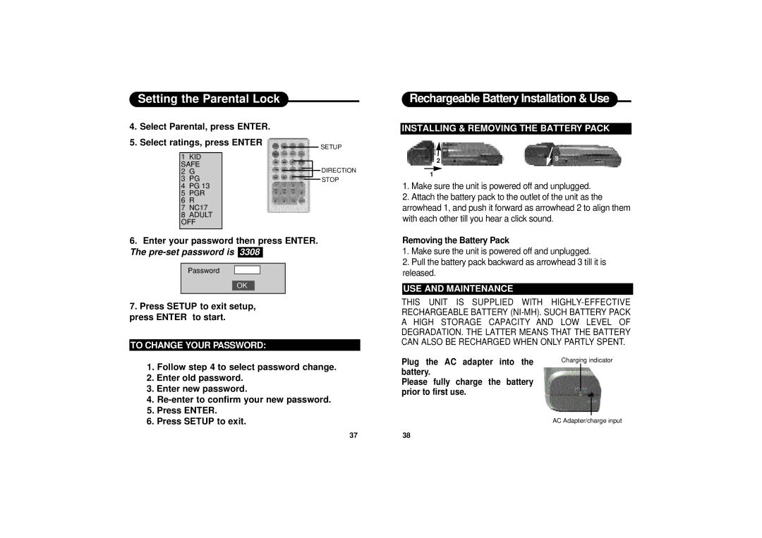 Ultimate Ears PD-500 Rechargeable Battery Installation & Use, Installing & Removing the Battery Pack, USE and Maintenance 