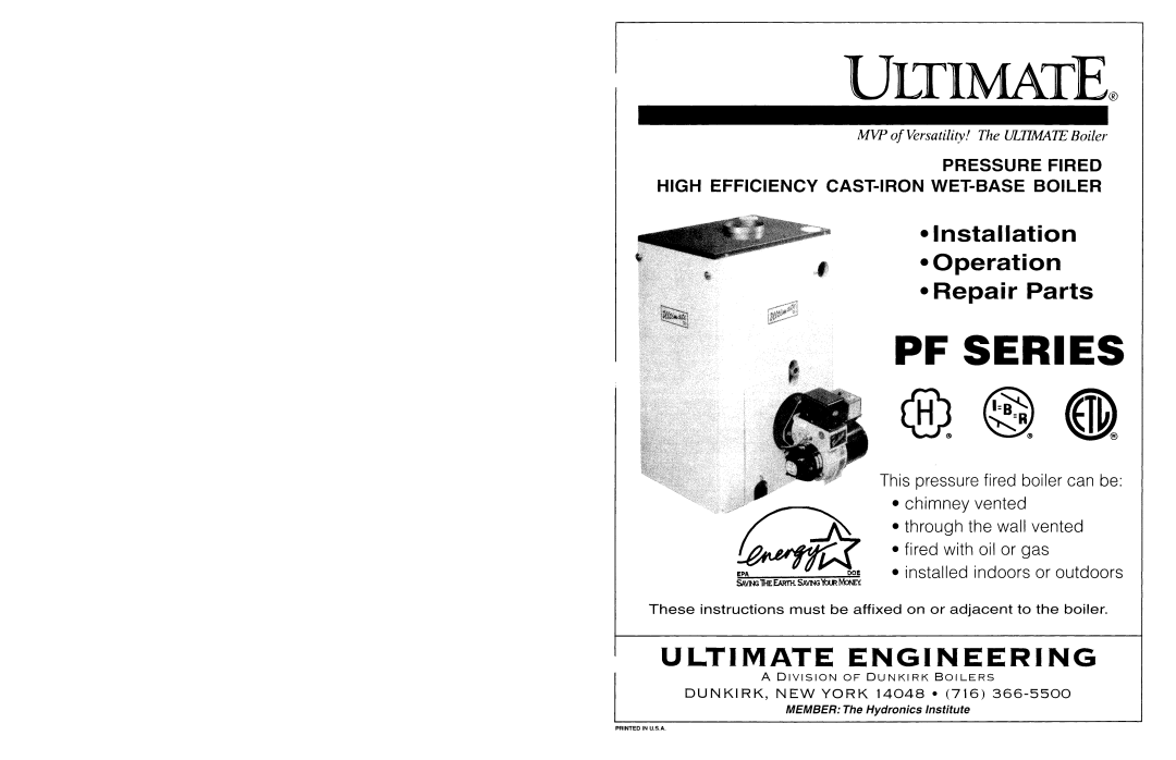 Ultimate Products PF Series manual 