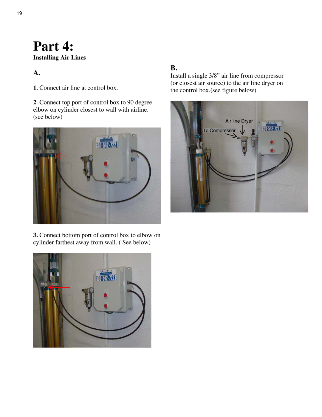 Ultimate Products UP-206 manual Installing Air Lines 