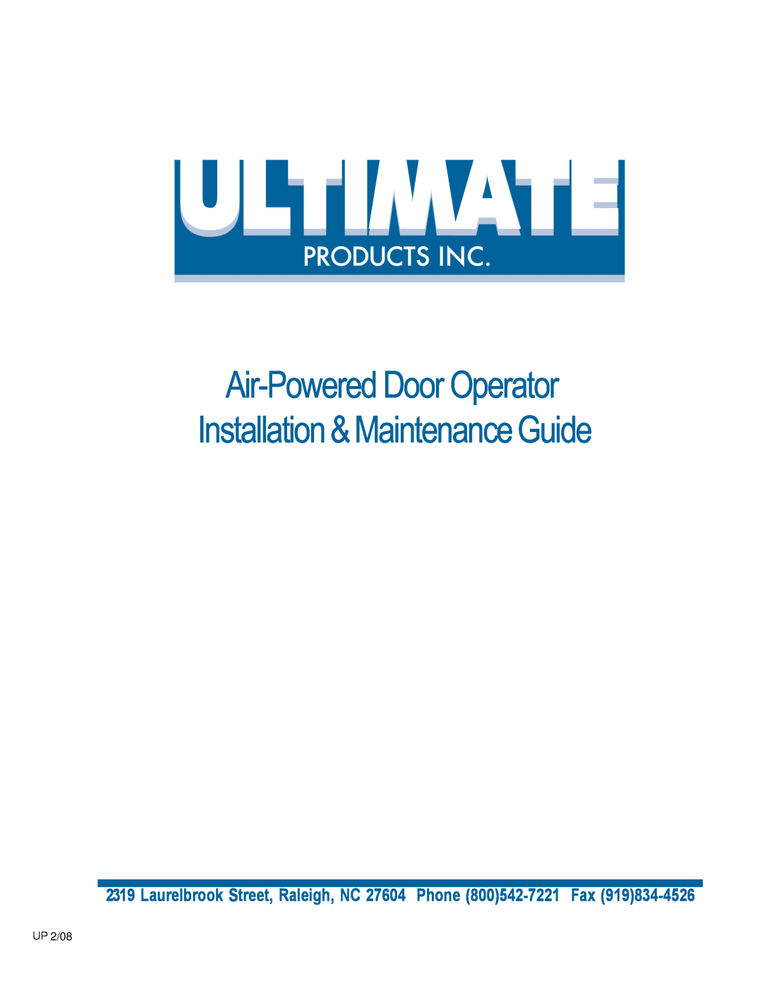 Ultimate Products UP-206 manual , , UP 2/086-00434/05 