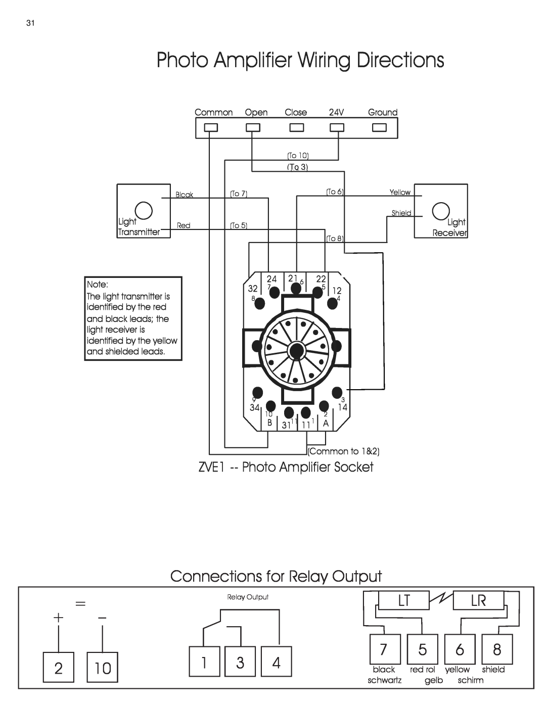 Ultimate Products UP-206 manual Connections for Relay Output, = +, Photo Amplifier Wiring Directions 