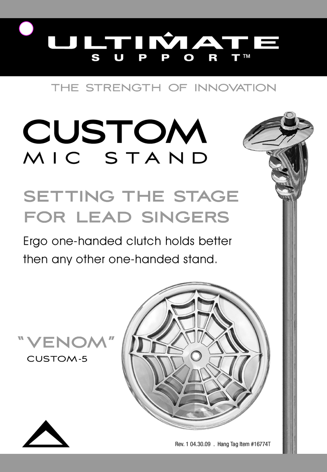 Ultimate Support Systems 16774T manual Setting the Stage for Lead Singers, Venom 