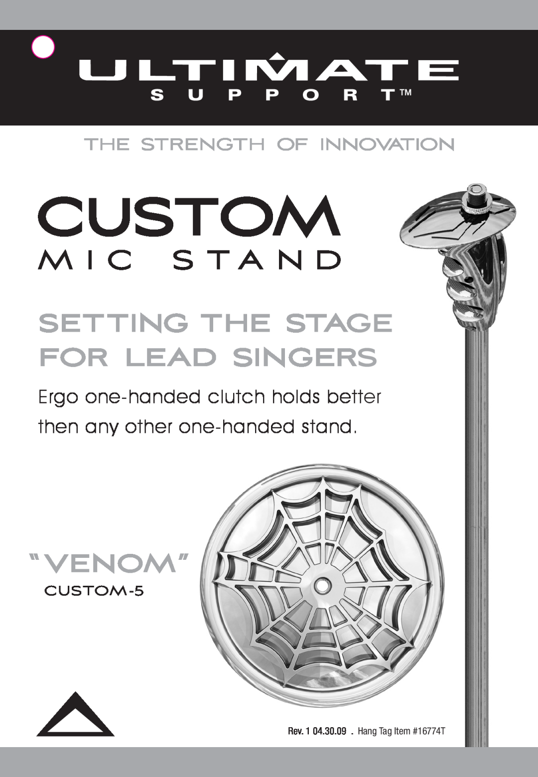 Ultimate Support Systems 16774T manual Setting The Stage For Lead Singers, Venom”, CUSTOM-5 