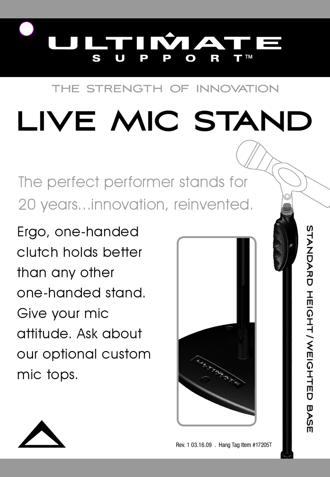 Ultimate Support Systems 17205T manual Live MIC Stand 