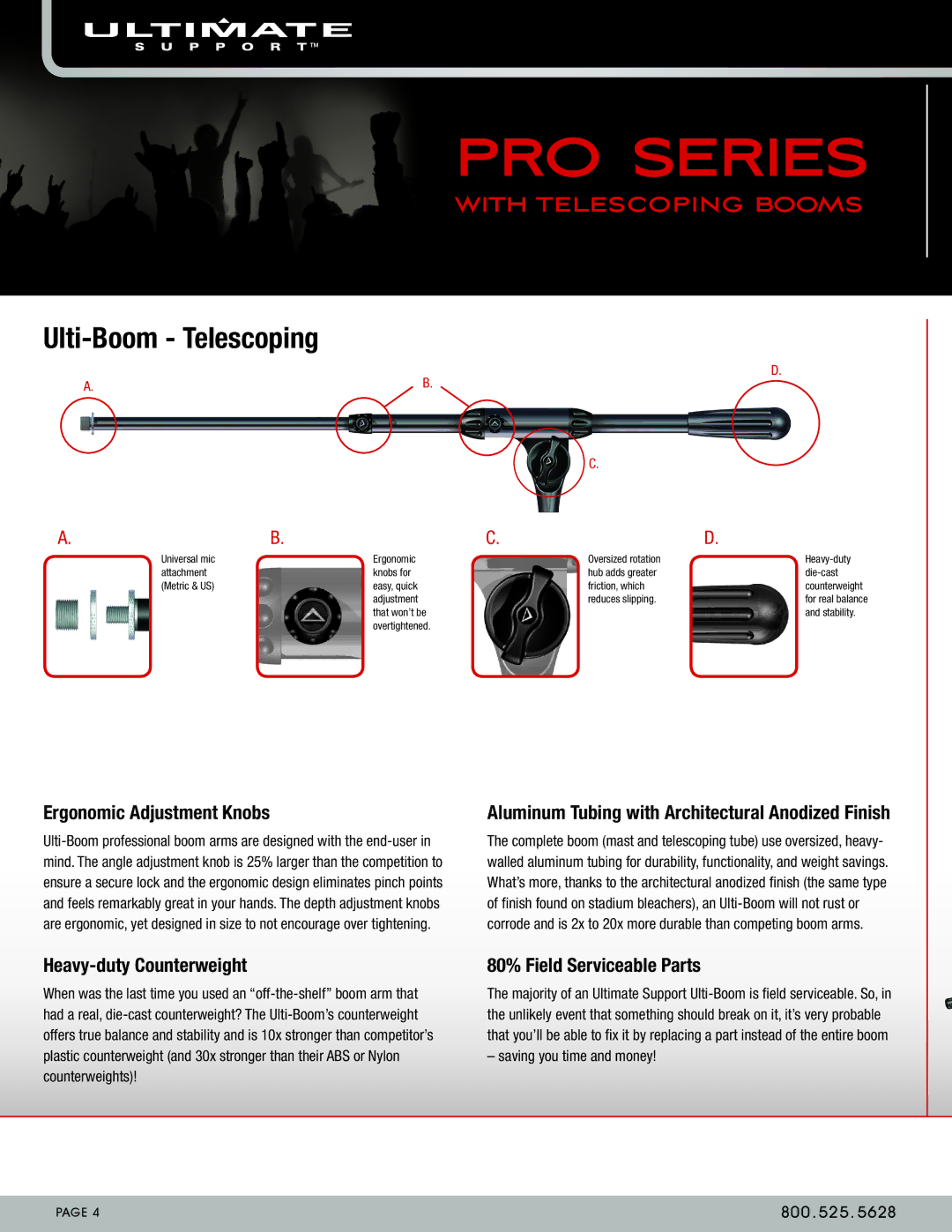 Ultimate Support Systems PRO-ST-T, PRO-T-T, PRO-T-SHORT-F, PRO-T-F, PRO-ST-F Ulti-Boom Telescoping, Saving you time and money 