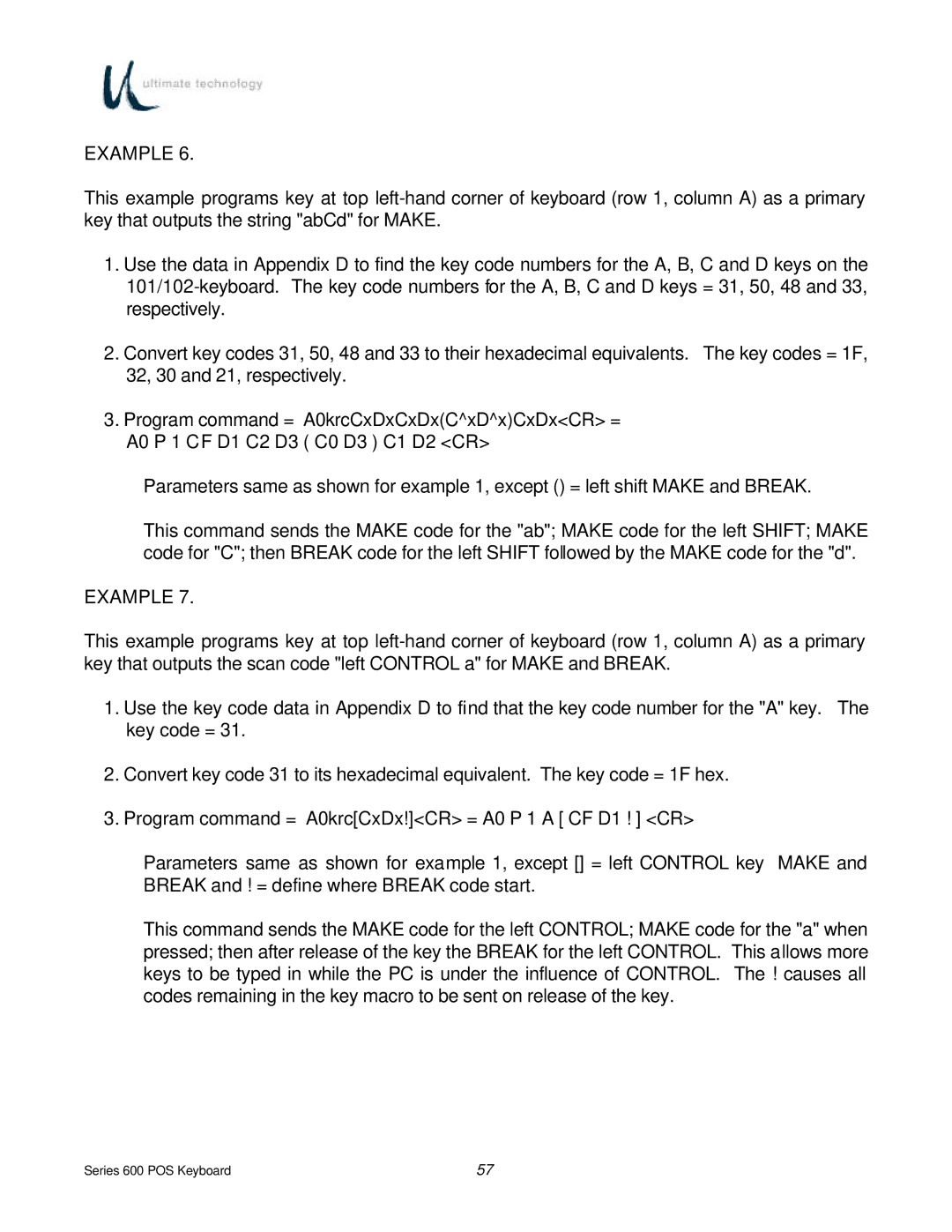 Ultimate Technology 600 POS manual Example 