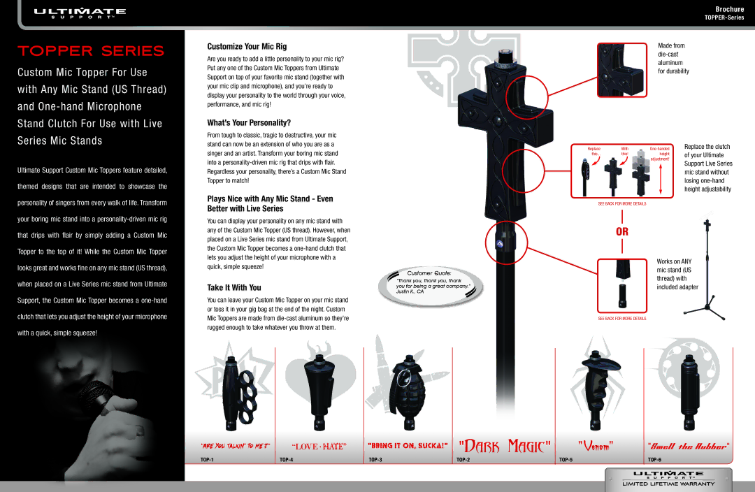 Ultimate Technology Topper Series manual Customize Your Mic Rig, What’s Your Personality?, Take It With You 