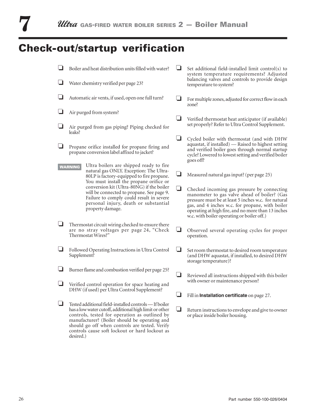 Ultra electronic 230 & -310, 105, 80, 155 manual Check-out/startup verification 