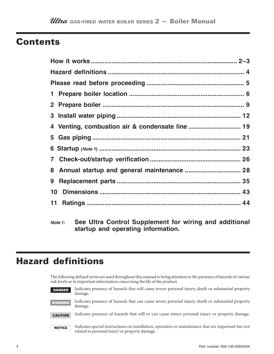 Ultra electronic 105, 80, 230 & -310, 155 manual Contents, Hazard definitions 