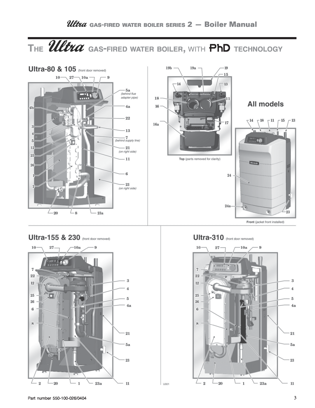 Ultra electronic 155, 105 THE GAS-FIREDWATER BOILER, WITH PhD TECHNOLOGY, GAS-FIREDWATER BOILER SERIES 2 - Boiler Manual 