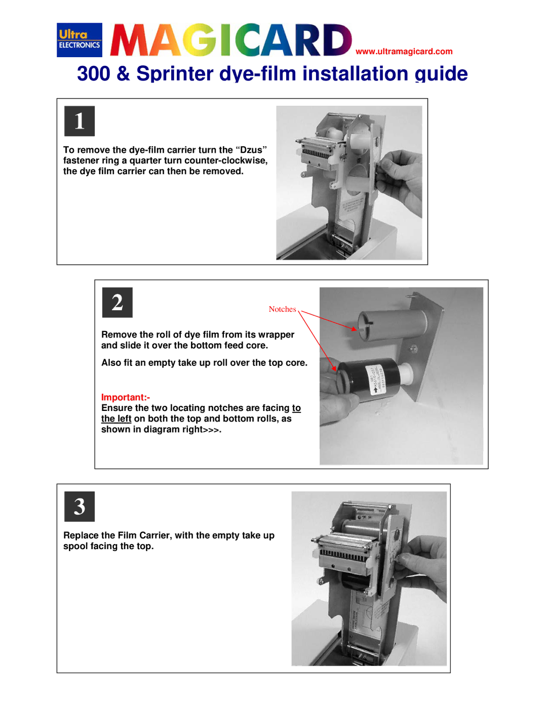 Ultra electronic manual 300 & Sprinter dye-film installation guide 