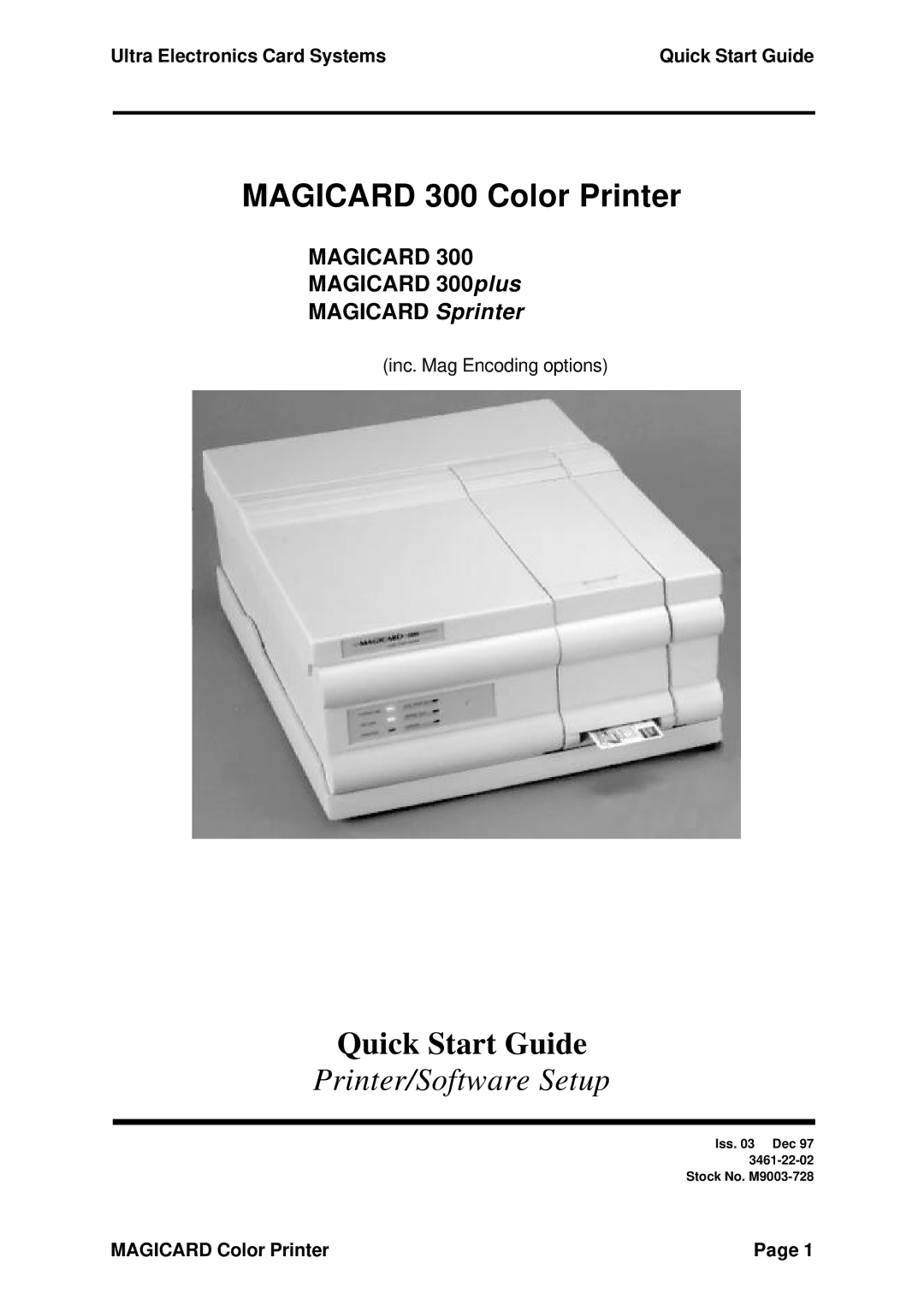 Ultra electronic quick start Magicard 300 Color Printer, Magicard 300plus Magicard Sprinter 