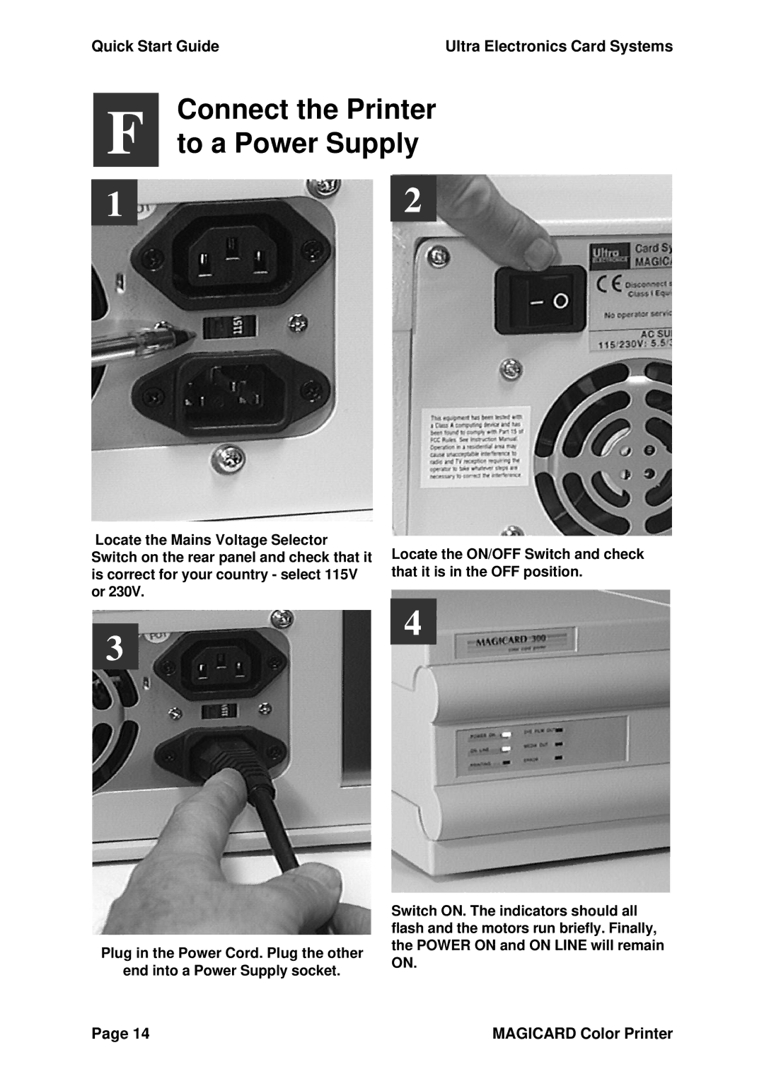 Ultra electronic 300plus quick start Connect the Printer To a Power Supply 