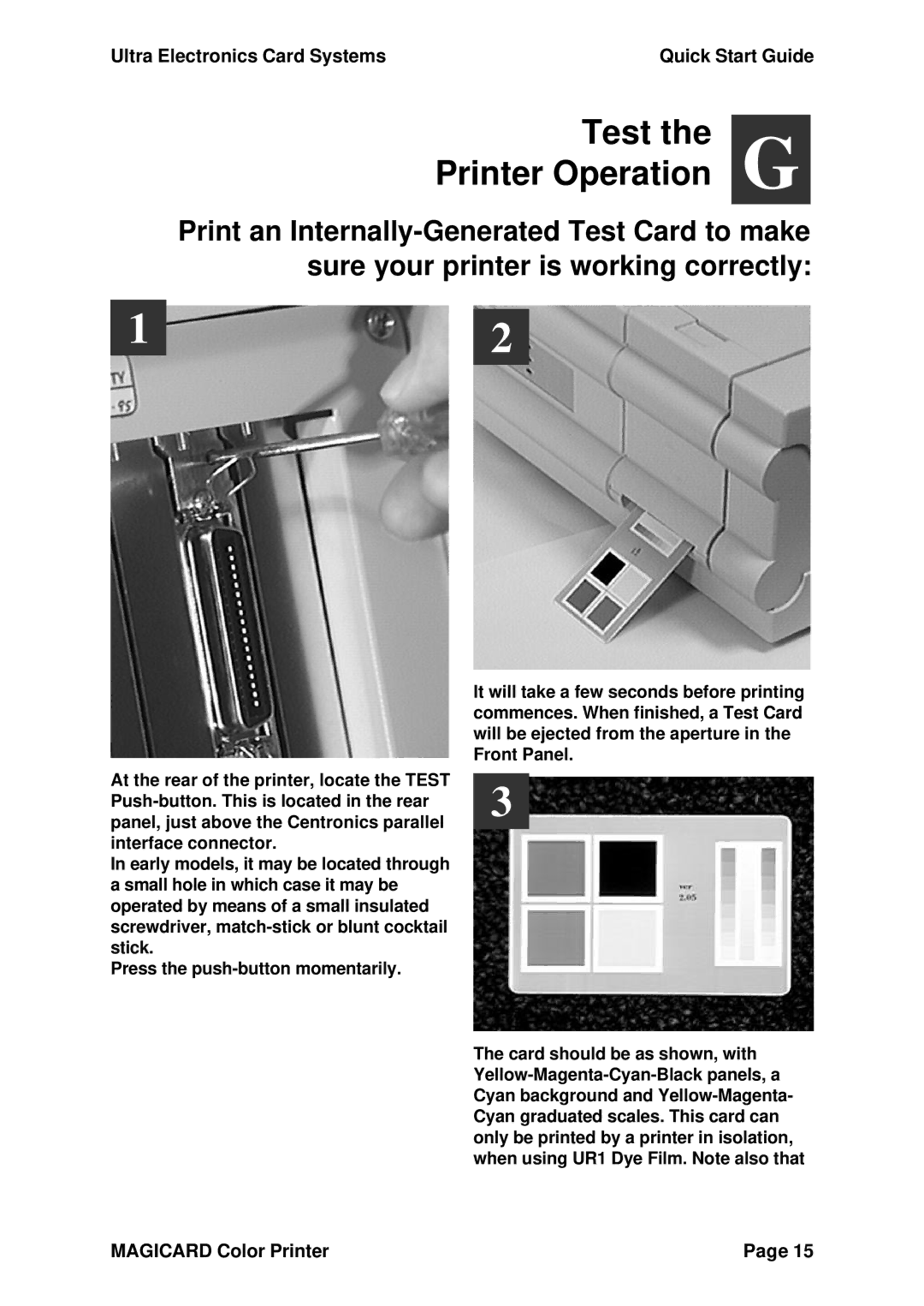 Ultra electronic 300plus quick start Test Printer Operation G 