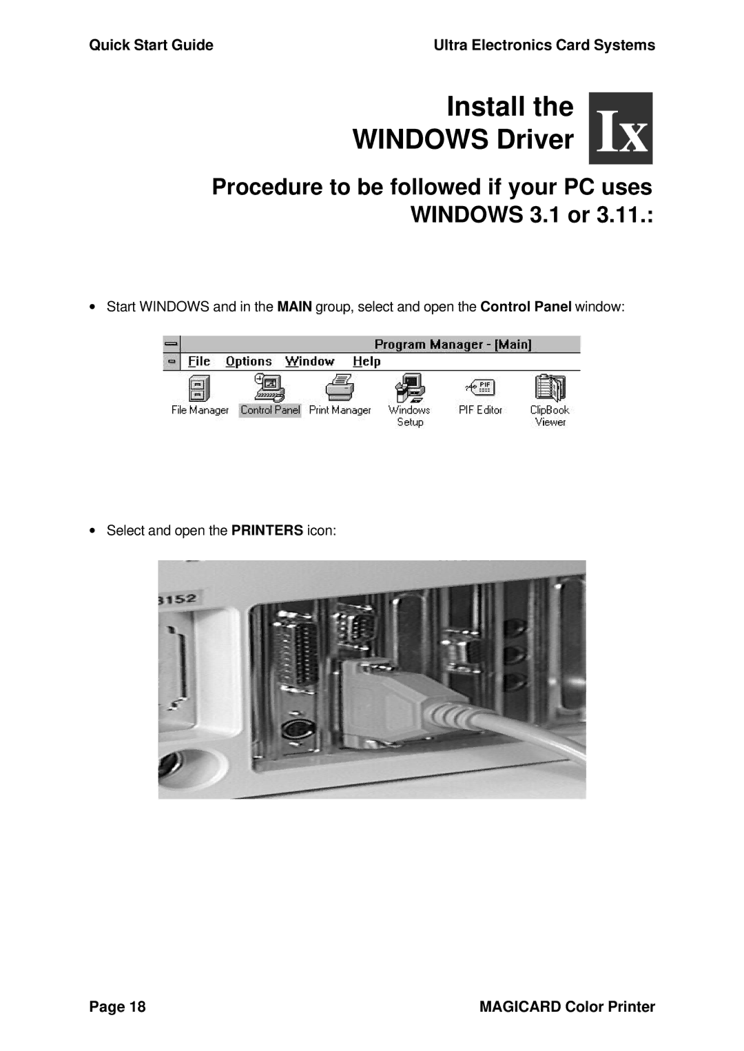 Ultra electronic 300plus quick start Install Windows Driver, Procedure to be followed if your PC uses Windows 3.1 or 