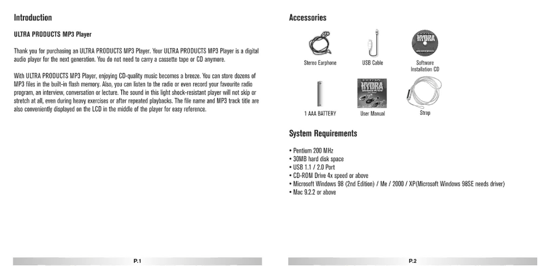 Ultra electronic MP3 Player manual 