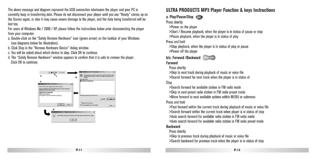 Ultra electronic MP3 Player manual 