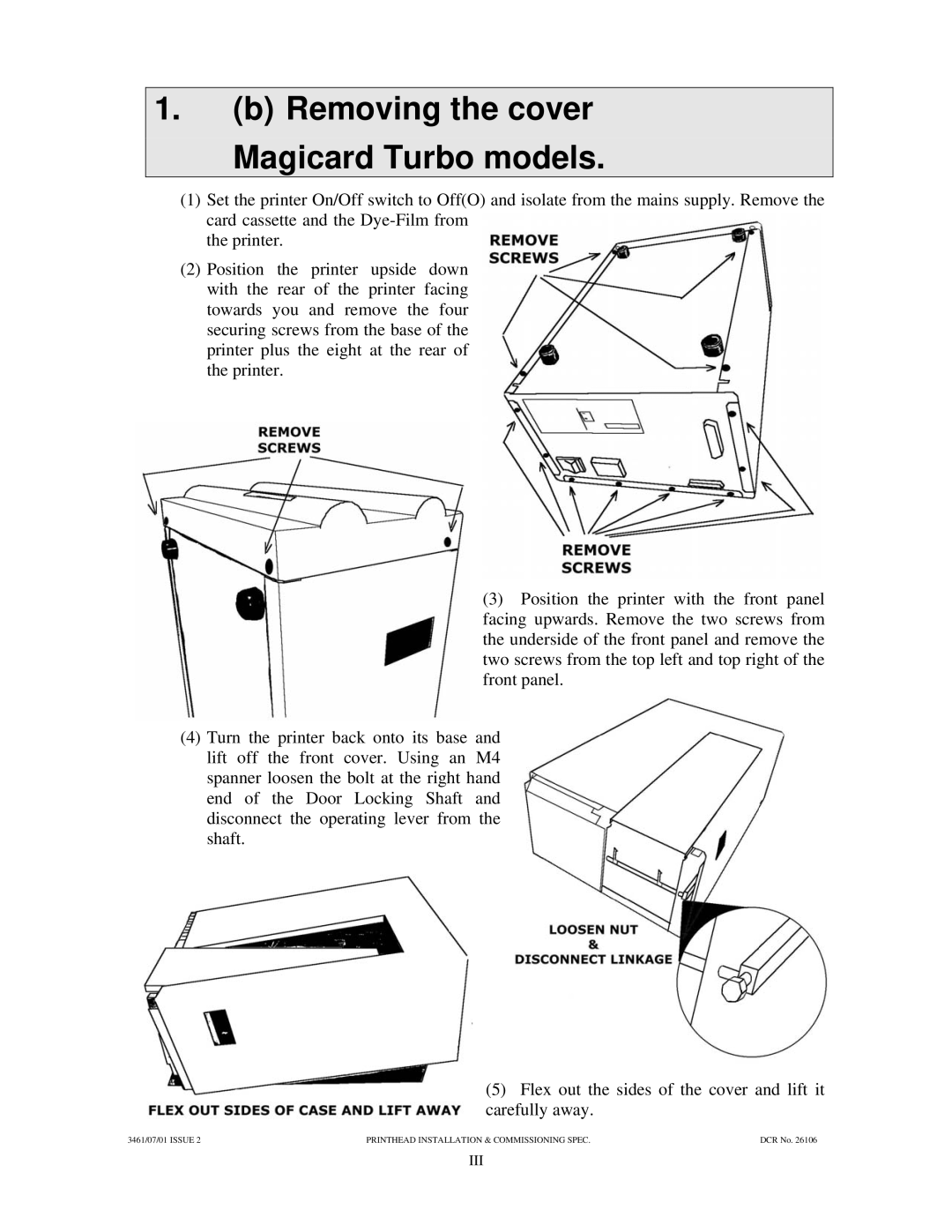 Ultra electronic Sprinter manual Removing the cover Magicard Turbo models 