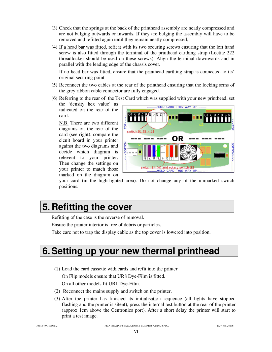 Ultra electronic Sprinter manual Refitting the cover, Setting up your new thermal printhead 