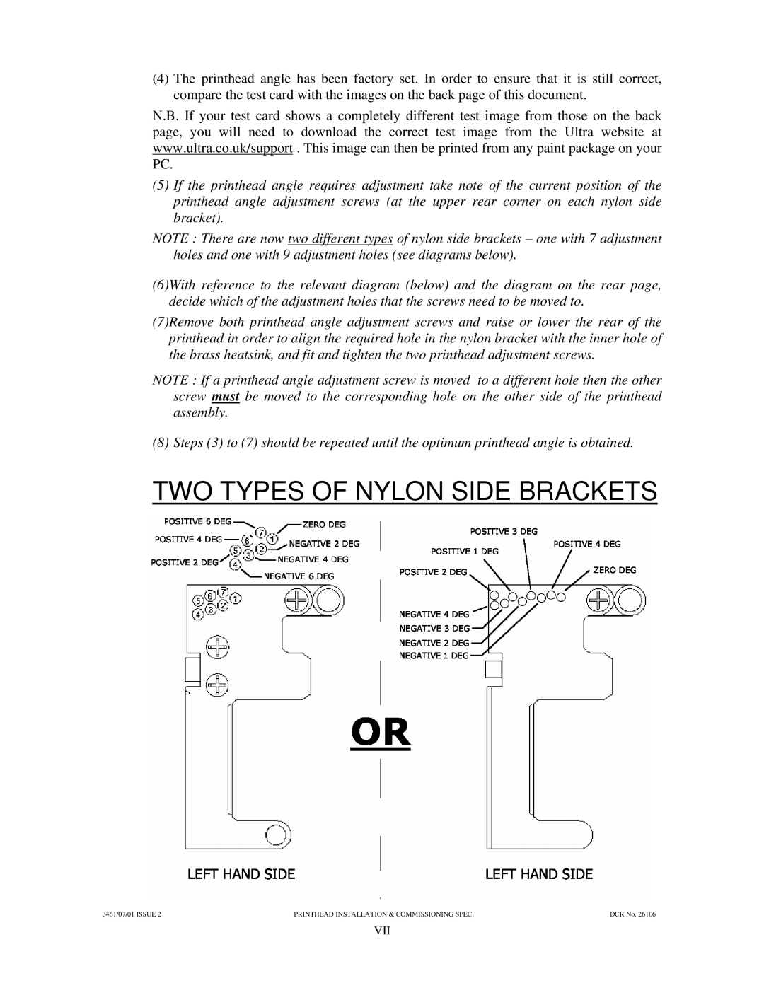 Ultra electronic Sprinter manual TWO Types of Nylon Side Brackets 