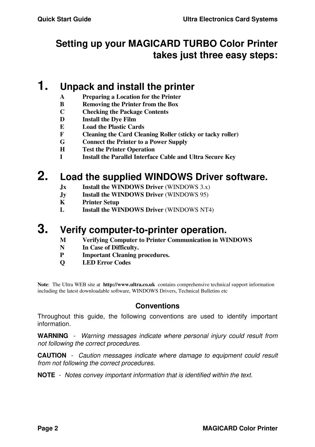 Ultra electronic Turbo MS quick start Load the supplied Windows Driver software, Conventions 