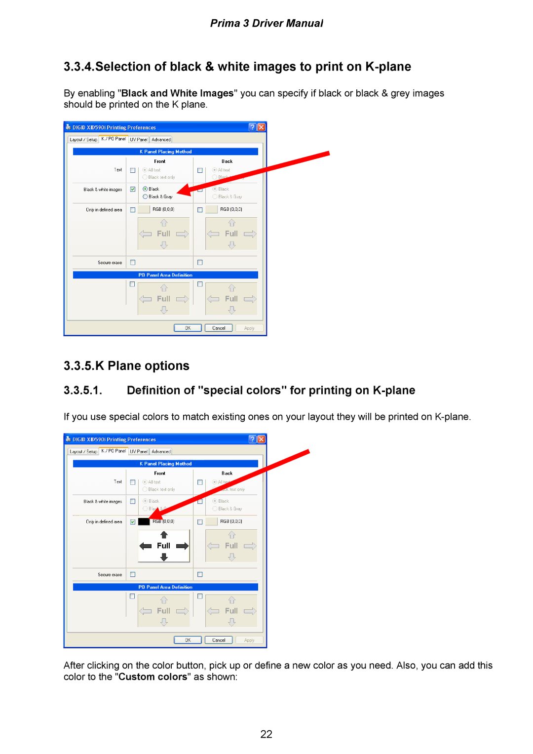 Ultra electronic XID580ie, XID590ie, XID570ie manual Selection of black & white images to print on K-plane, Plane options 