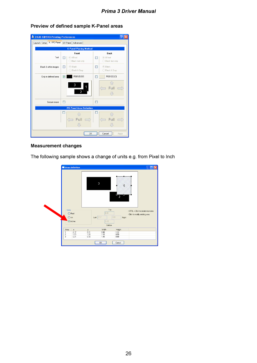 Ultra electronic XID570ie, XID590ie, XID580ie manual Preview of defined sample K-Panel areas Measurement changes 