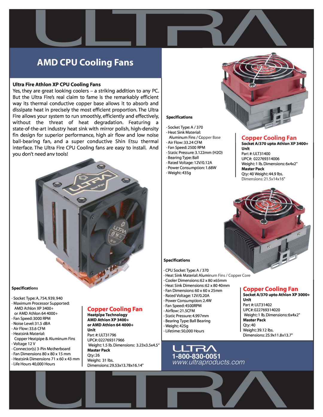 Ultra Products dimensions AMD CPU Cooling Fans, Copper Cooling Fan, Ultra Fire Athlon XP CPU Cooling Fans 