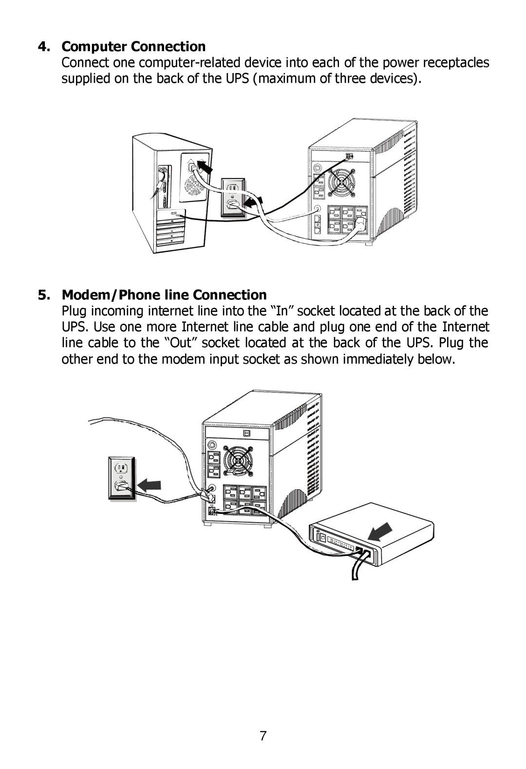 Ultra Products U1242368 user manual Computer Connection, Modem/Phone line Connection 