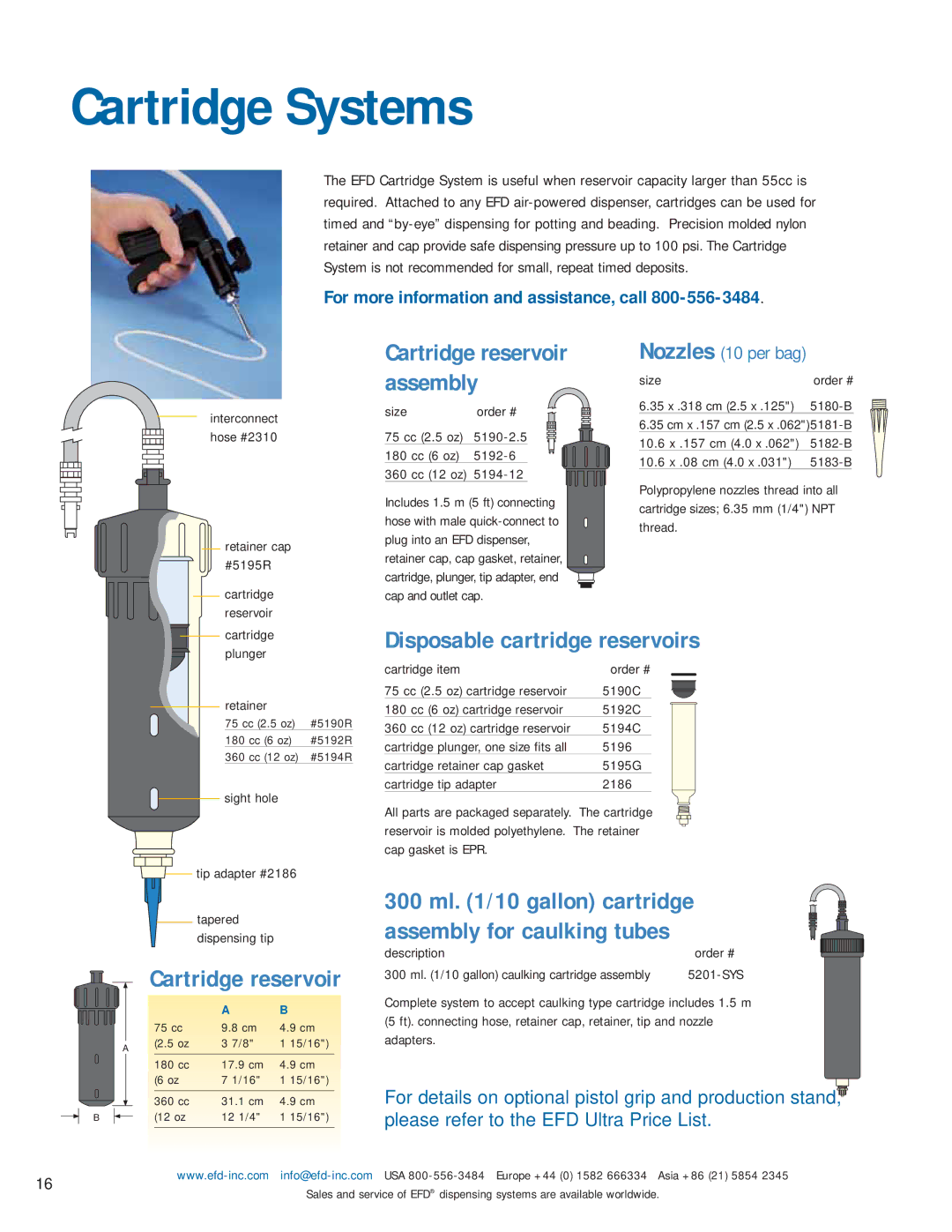 Ultra Products v051806 manual Cartridge Systems, Cartridge reservoir, Disposable cartridge reservoirs 