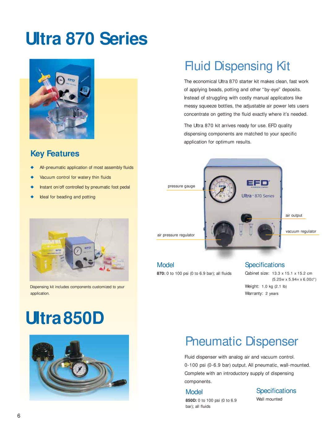 Ultra Products v051806 manual Ultra850D, Pneumatic Dispenser 