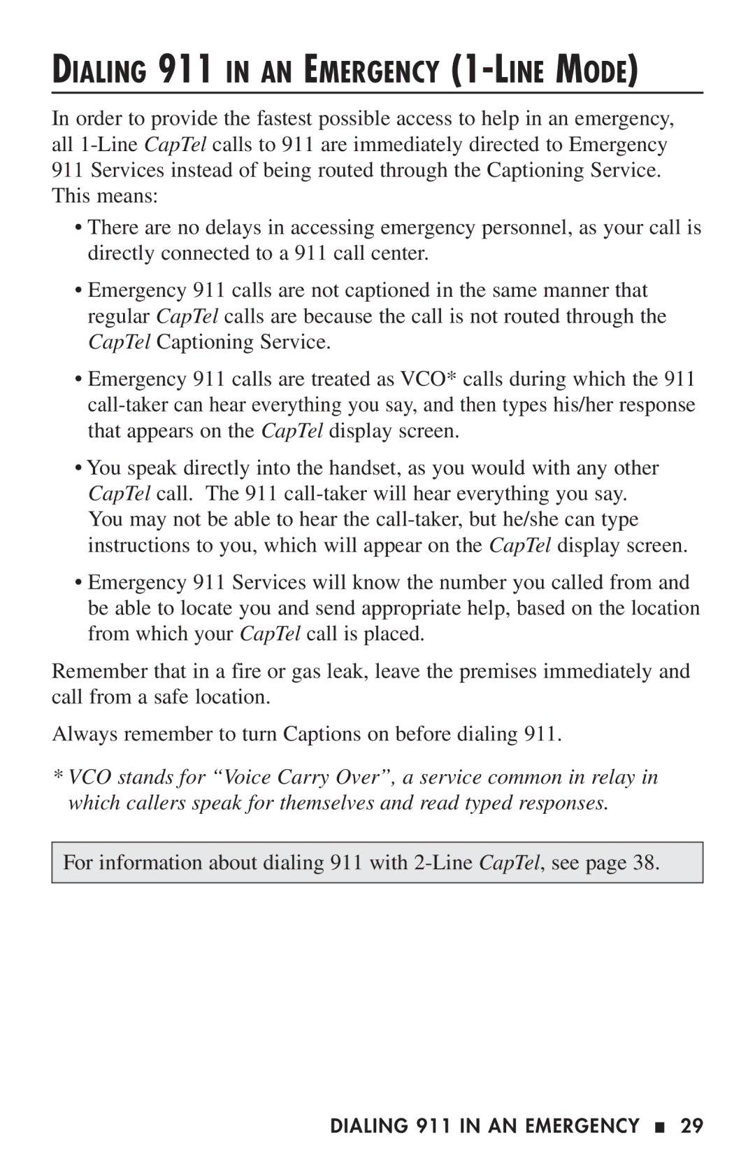 Ultratec 200 manual Dialing 911 in AN Emergency 1-LINE Mode 