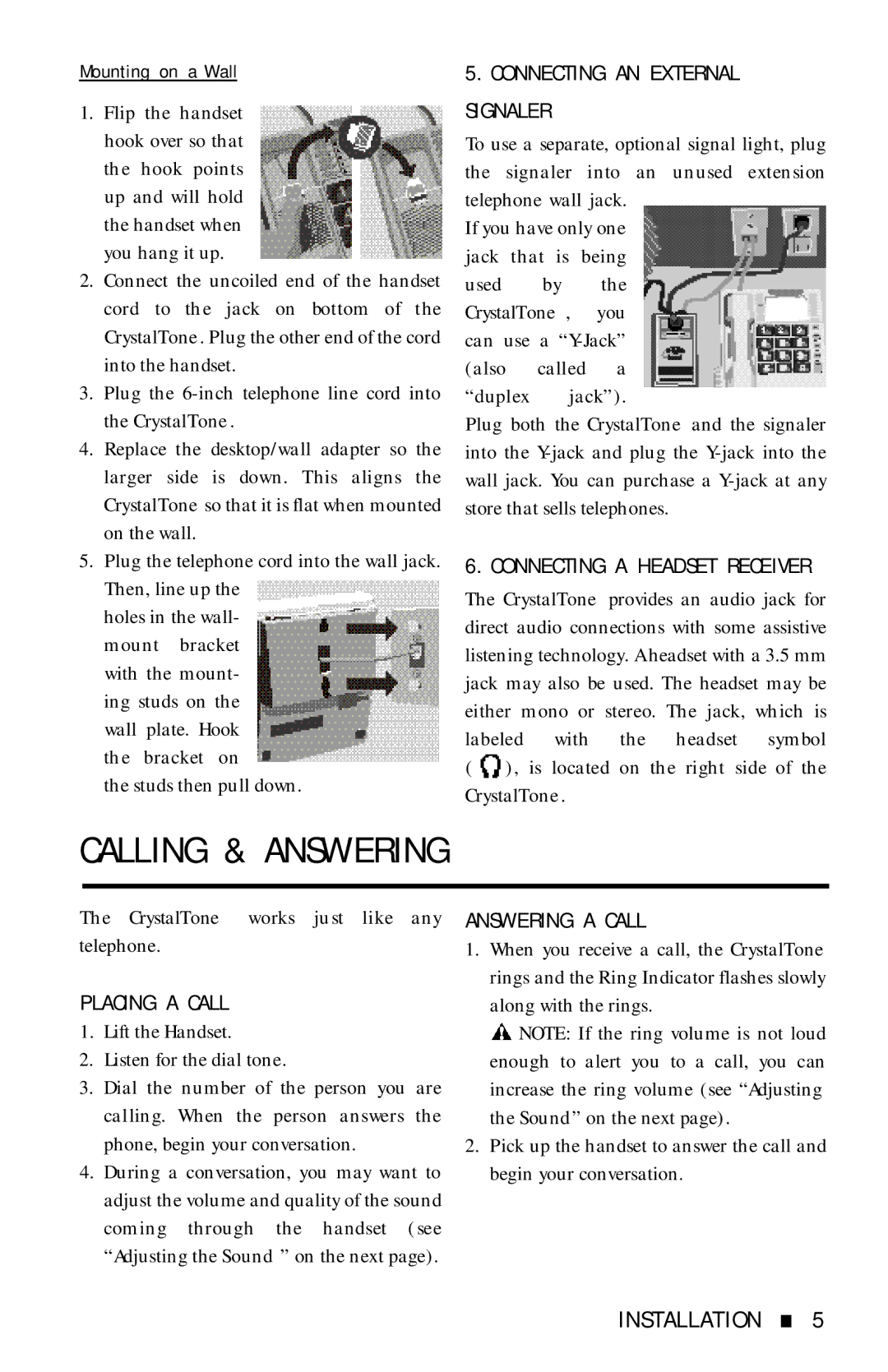 Ultratec 305-009901 manual Calling & Answering, Placing a Call, Answering a Call 