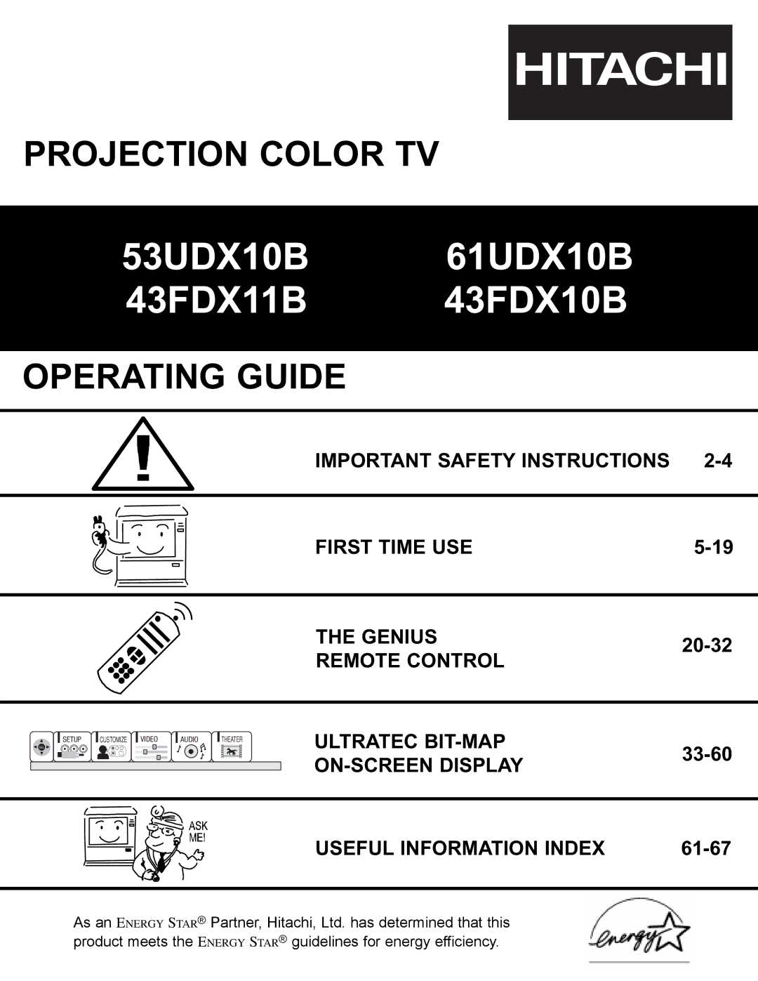 Ultratec important safety instructions 53UDX10B 61UDX10B 43FDX11B 43FDX10B 