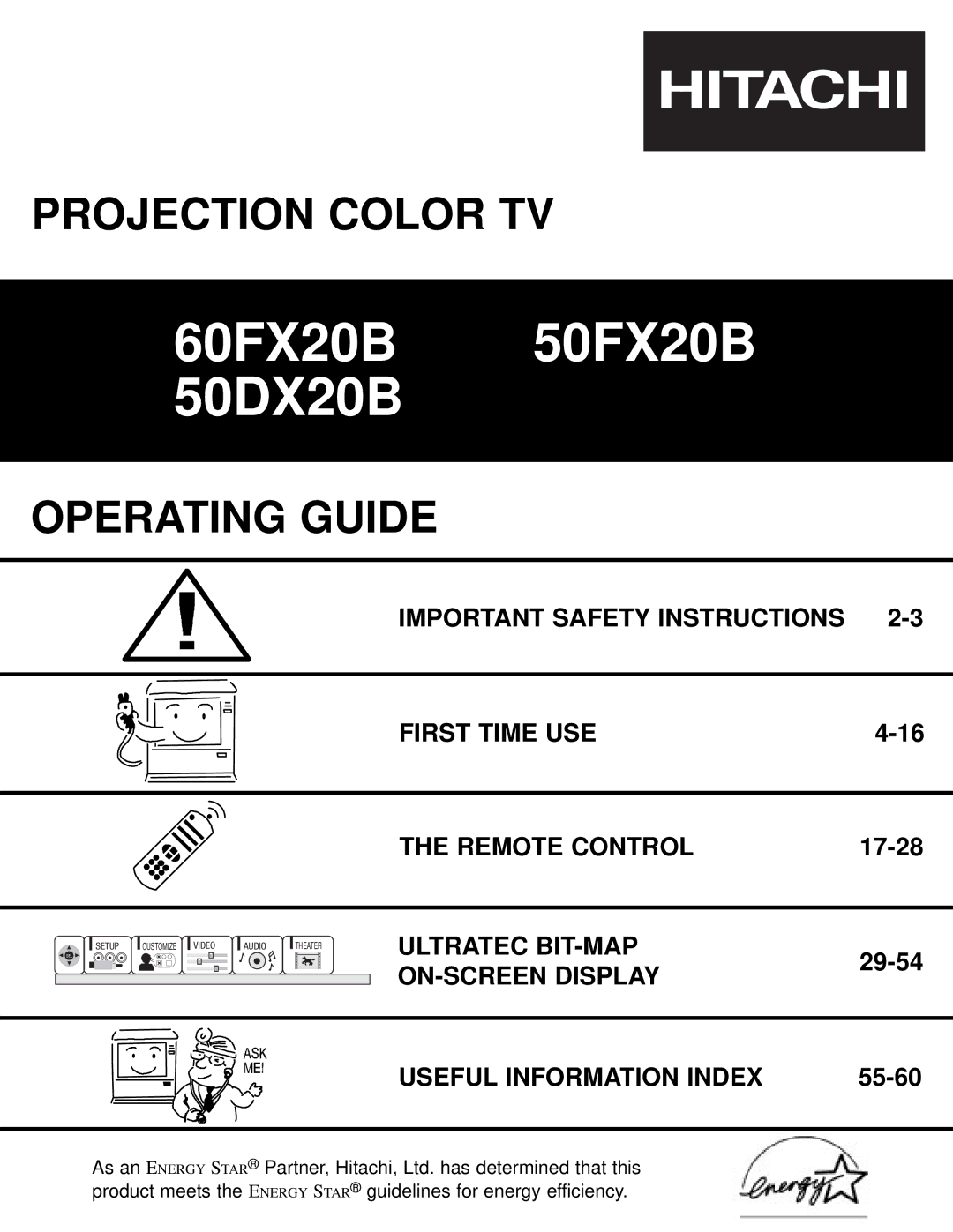 Ultratec 50FX20B, 50DX20B important safety instructions Important Safety Instructions First Time USE Remote Control 