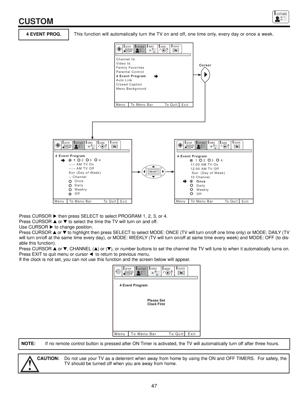 Ultratec 60FX20B, 50DX20B, 50FX20B important safety instructions Event Prog, Menu To Menu Bar To Quit I t 