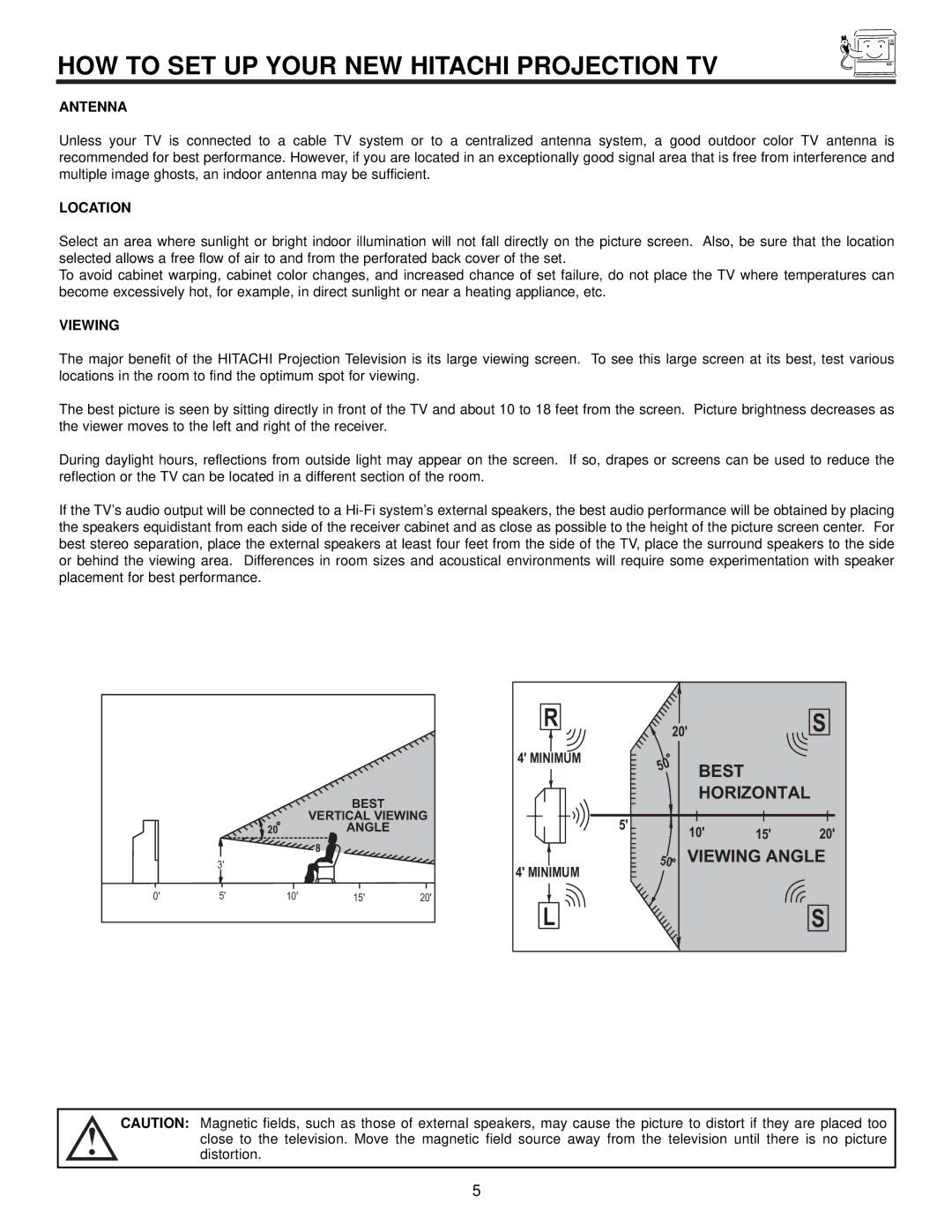 Ultratec 60FX20B, 50DX20B, 50FX20B HOW to SET UP Your NEW Hitachi Projection TV, Antenna, Location, Viewing 