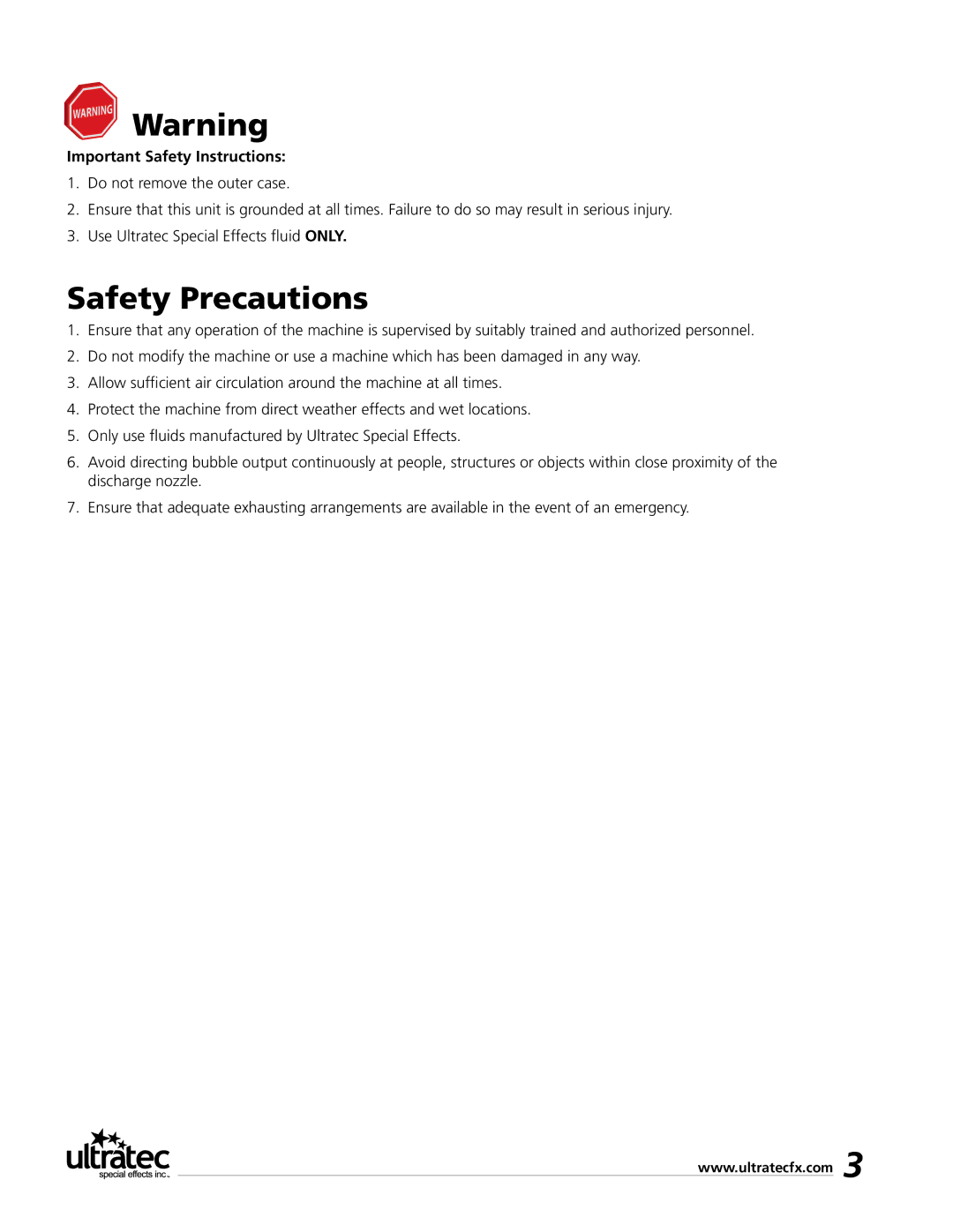 Ultratec CLB 2014, CLB 2015, CLB 2012 manual Safety Precautions, Important Safety Instructions 