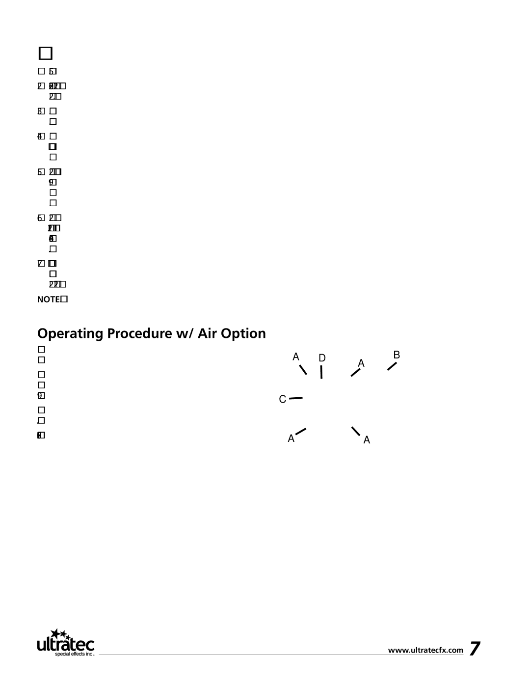 Ultratec PFI-9D manual Operating Procedure w/ Air Option 