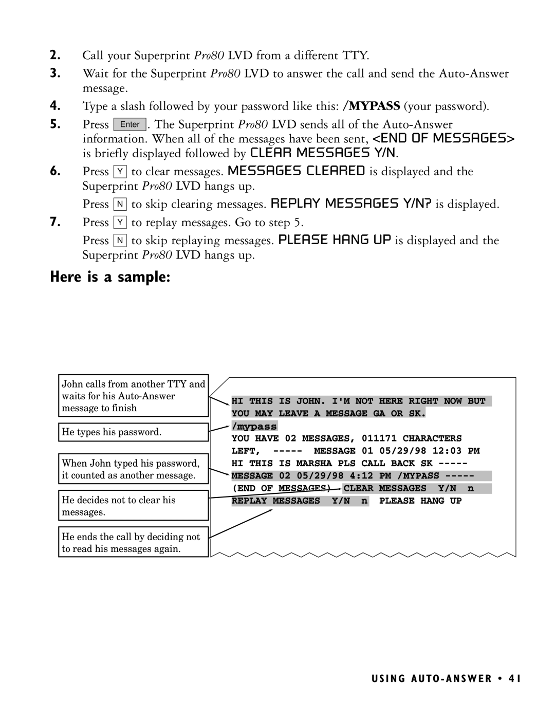 Ultratec PRO80 manual Here is a sample 