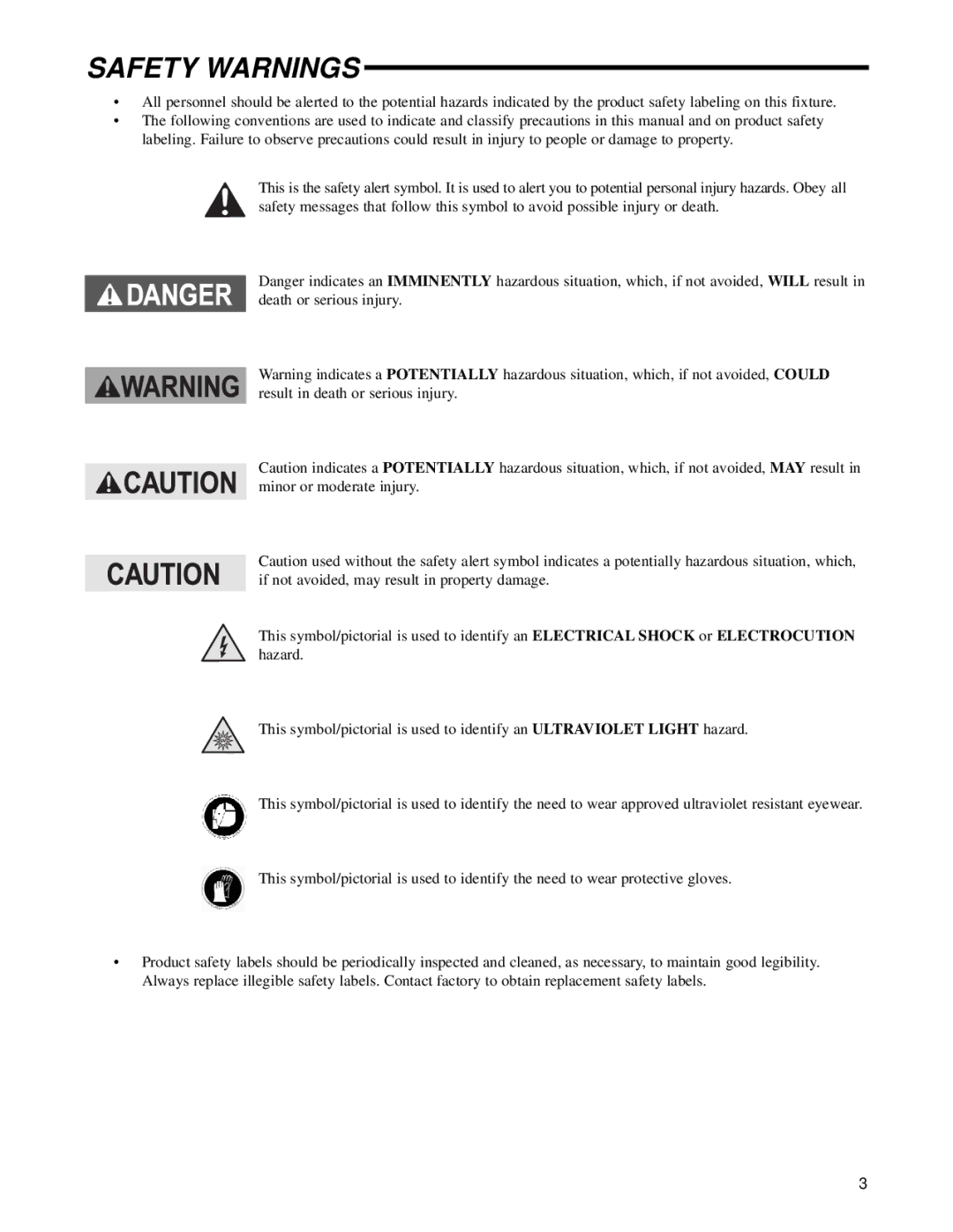 UltraViolet Devices Air Disinfection manual Safety Warnings 