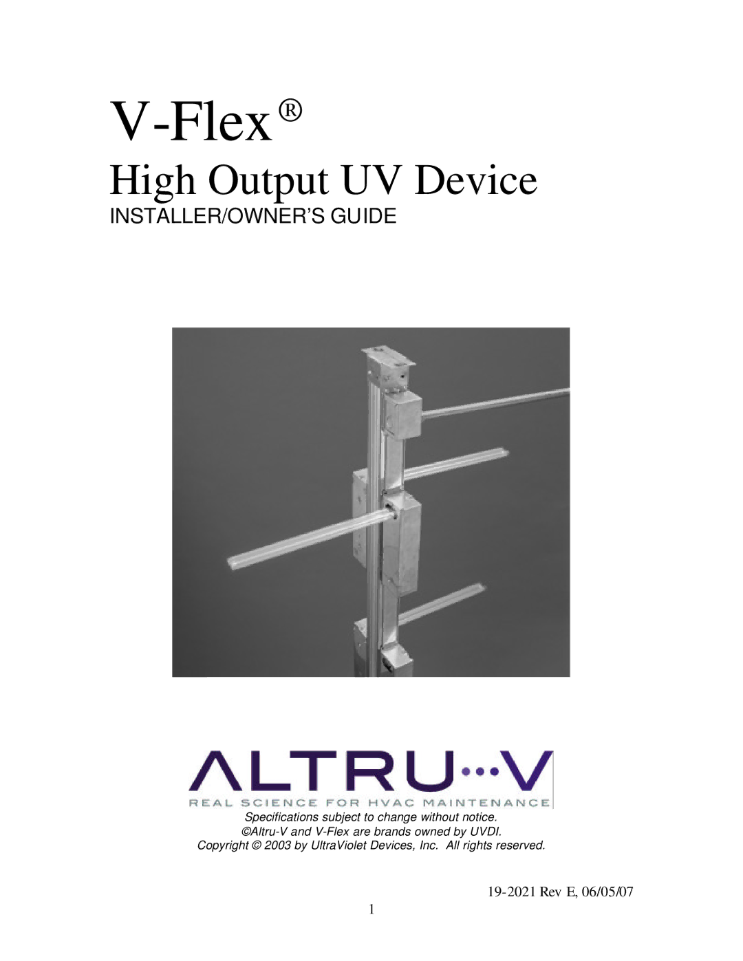 UltraViolet Devices V-Flex specifications 