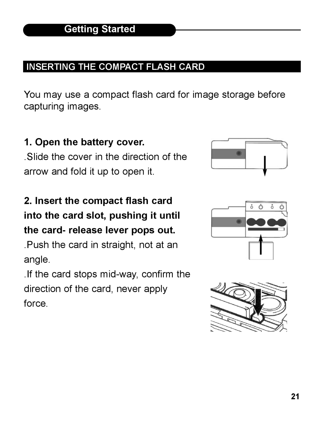 UMAX Technologies 540 user manual Inserting the Compact Flash Card 