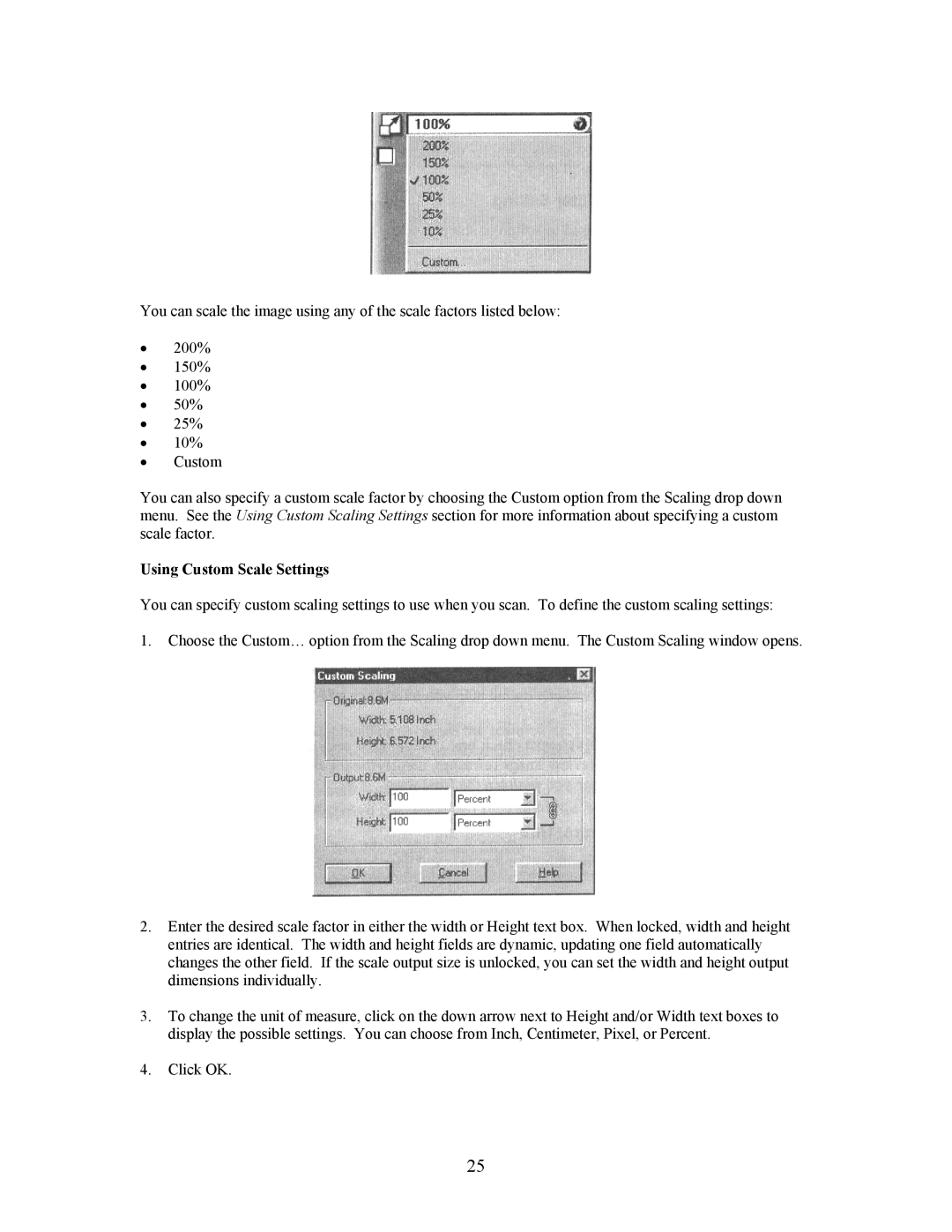 UMAX Technologies 3450, Astra 3400 owner manual Using Custom Scale Settings 