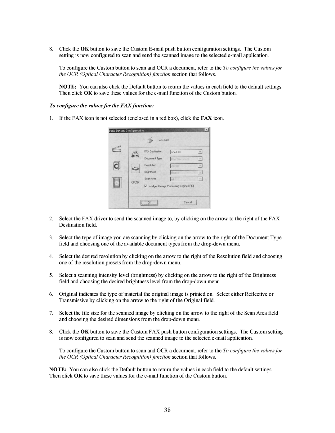 UMAX Technologies Astra 3400, 3450 owner manual To configure the values for the FAX function 